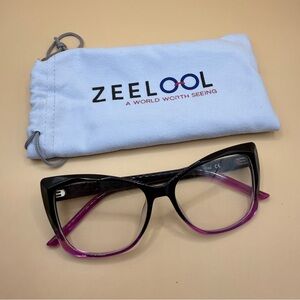 Zeelool Black and Pink Cat-Eye Glasses, No Prescription